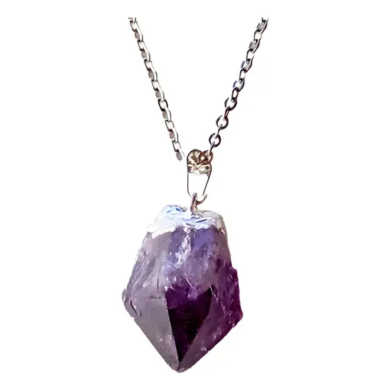 Collar Dije Gema Piedra Amatista Acero Quirurgico Clematis 
