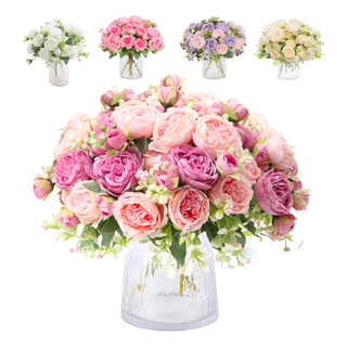 4 Ramos De Peonías Flores Artificiales Decoración 20 Flores 4 Ramos De Peonías Flores Artificiales Decoración 20 Flores