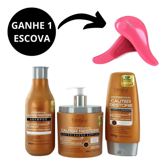 Kit Forever Liss Cauterização Capilar Cauter Restore 