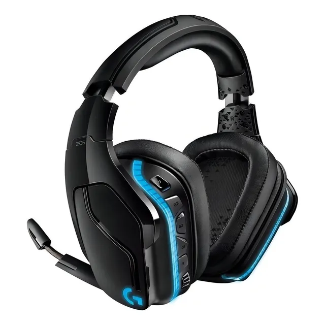 Auriculares gamer inalámbricos Logitech G G Series G935 G935 negro y azul con luz LED