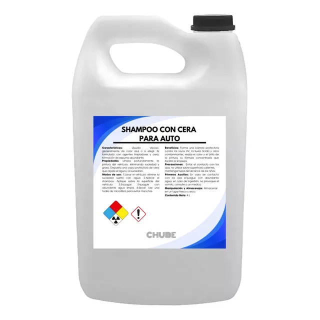 Shampoo Con Cera Para Auto Espuma Activa Alto Brillo 4 Lt