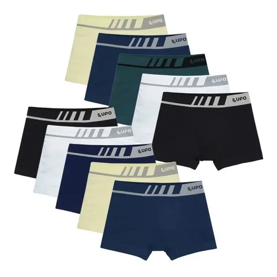 Kit 6 Cuecas Lupo Boxer Sem Costura Microfibra Infantil