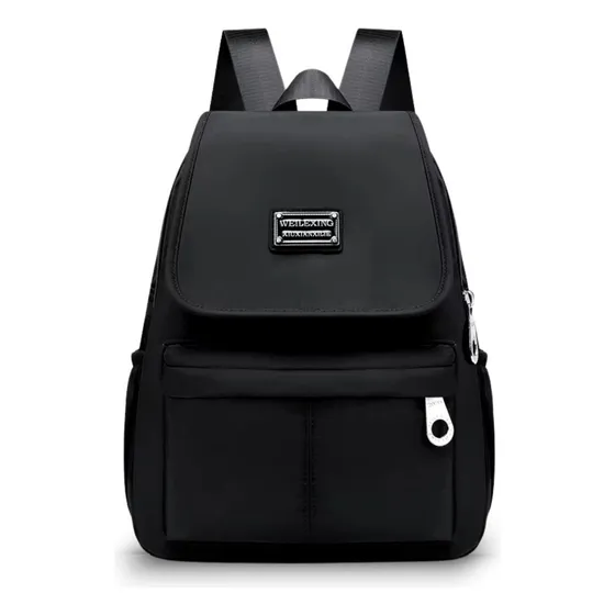 Mochila Feminina Reforçada Estilosa Média Trabalho Passeio Cor Preto Desenho Do Tecido Lisa ALWY