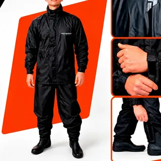 Capa De Chuva Pvc Motoqueiro Impermeável Reforçada Pioneira Preto-laranja G