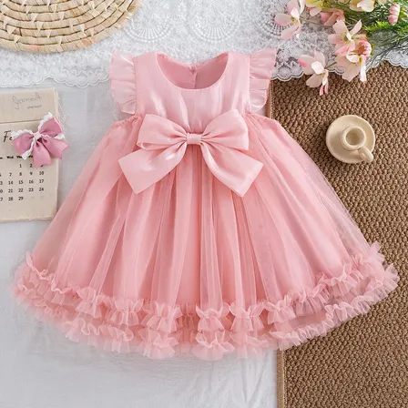 Vestido Tutu Festa Infantil Bebê Princesa Pink Liso 12/110