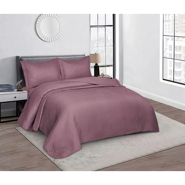 Kit Cobre Leito Colcha Cama Queen 3 Peças Rosa Lisa Camesa Kit Cobre Leito Colcha Cama Queen 3 Peças Rosa Lisa Camesa