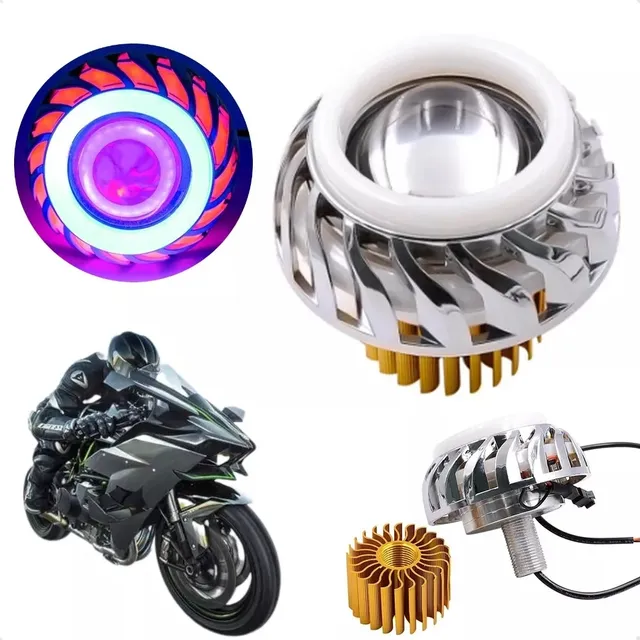 Faro Ojo Angel Y Demonio Lupa Led Moto Auto Tipo Turbina