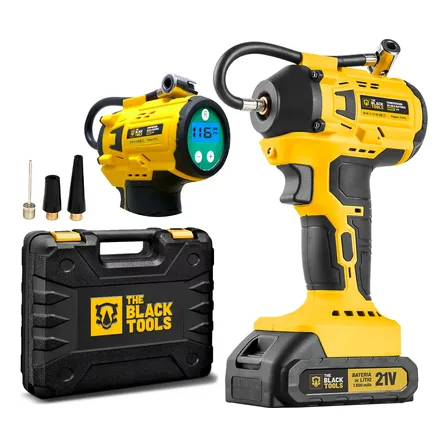 Compressor De Ar Bateria 21v 116 Psi Com Pressão + 3 Bicos Amarelo 127/220v 60hz