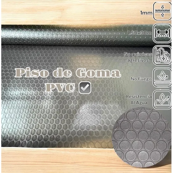 Piso De Goma Botón Pvc Alto Trafico