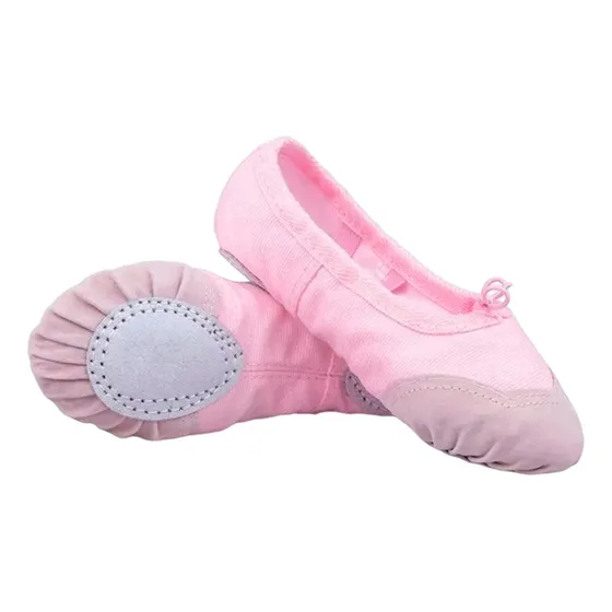 Zapatillas Media Punta Lona Y Gamuza Ballet Niña Color Rosa