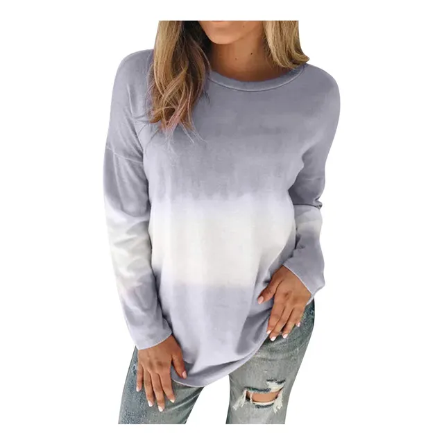 Camiseta Talla Manga Larga Efecto Tie Dye Cuello Redondo
