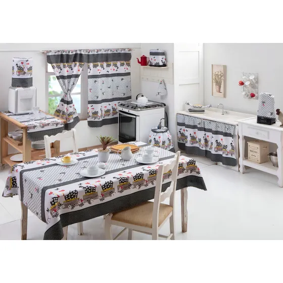 Jogo de cozinha 10 peças Tergal Rayane cor galinha preta