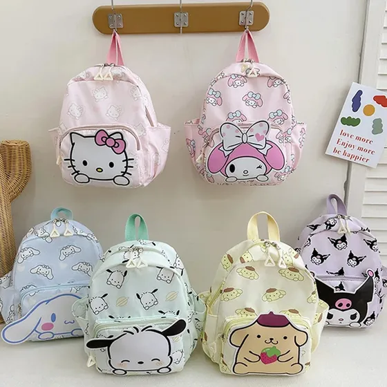 Bolso Morral Mochila Escolar Kuromi Hello Kitty