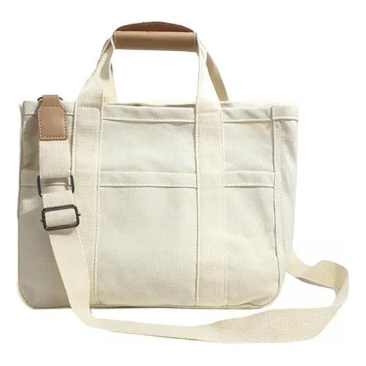 2 Bolsa Tote De Linho Com Vários Bolsos, Bolsa Transversal
