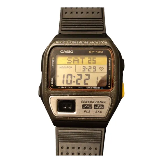 Relógio Casio Sp 120 Monitoramento Pressão Arterial Preto Preto Ambar