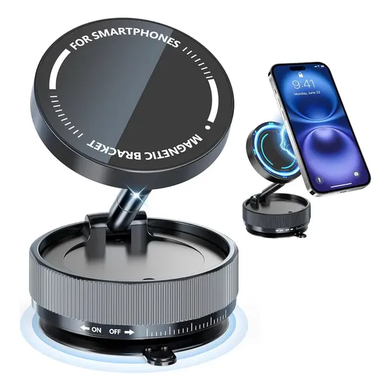 Suporte Magnético A Vácuo De 360° Atualizado Para Telefone Automotivo  Sem Usar As Mãos Preto