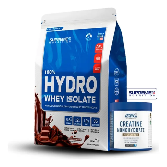 Hydro Whey Isolate Chocolate 2.43lb+creatina Applied 250gr Chocolate