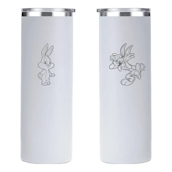 Termo Looney Tunes Grabado Laser 20oz Skinny Doble Pared Ace Bugs Bunny Baby Looney Tunes Space Jam Warner Bros Michael Jordan Blanco