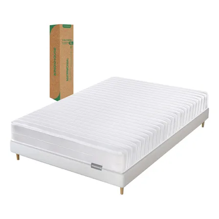 Colchón Matrimonial En Caja 16cm Alto Estructura De Resortes Espuma De Alta Densidad Memory Foam Antiácaros Hipoalergénico Peso Soportado 120kg Color Blanco Kingshouse