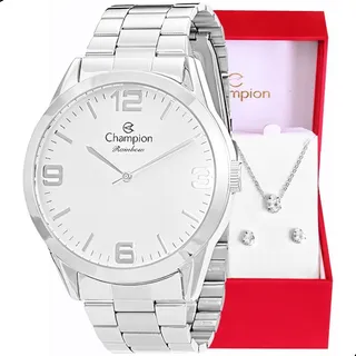 RelĂłgio Champion Feminino Prata Original + Colar E Brincos RelĂłgio Champion Feminino Prata Original + Colar E Brincos