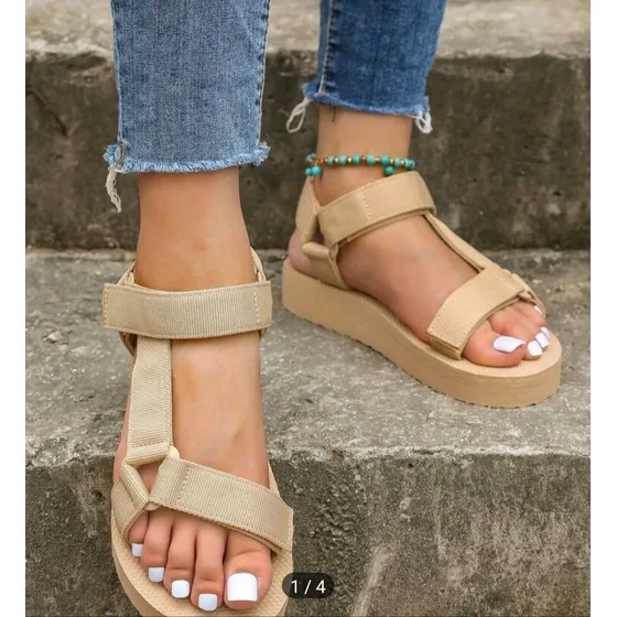 Sandalias Playeras Con Cierre Mágico A La Moda