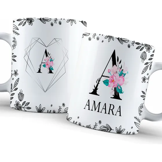 Taza Personalizada Con Nombre Letra Del Alfabeto