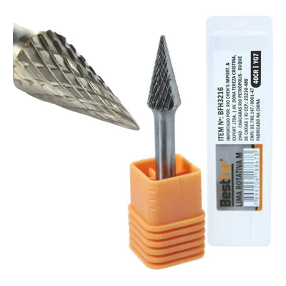 Lima Rotativa 6mm Tungstênio Fresa Metal Duro - Cone