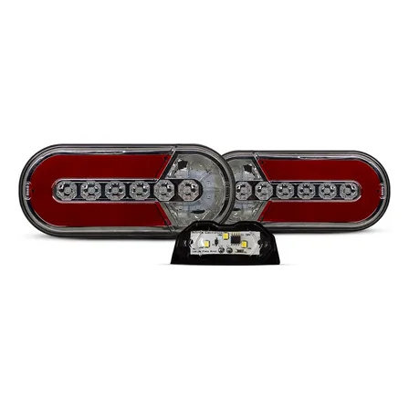 Kit Par Lanterna Traseira Led Carretinha Neo C/luz Placa 12v Fumê