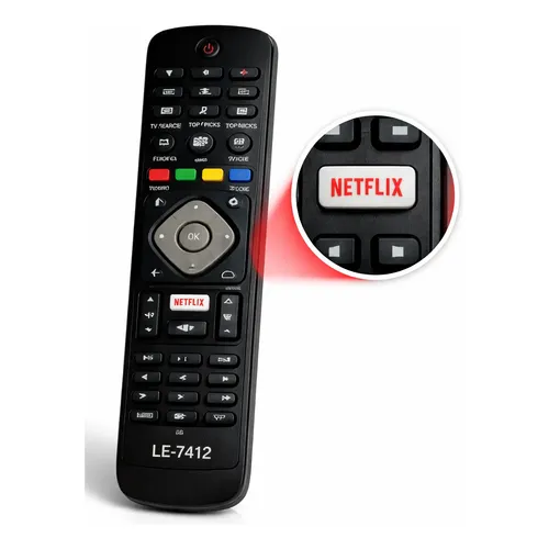 Kit 2 Controle Remoto Compatível Philips Smart Tv Le-7412