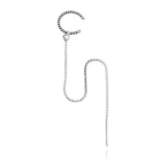 Brinco Piercing Corrente Palito Fake Orelha Prata 925 1un