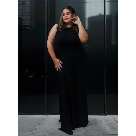 Maxi Vestido Largo Mujer Ananá Plus Size Liso Escote Halter