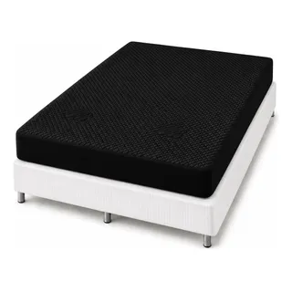 Protetor Impermeável Colchão Queen Matelado Elástico Preta Preto Liso Queen