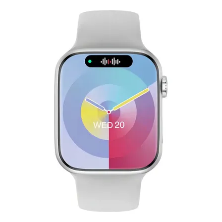 Relógio Feminino Watch 9 Mini (40mm) C/ Foto Tela + Nfc Caixa Prateado Pulseira Branco