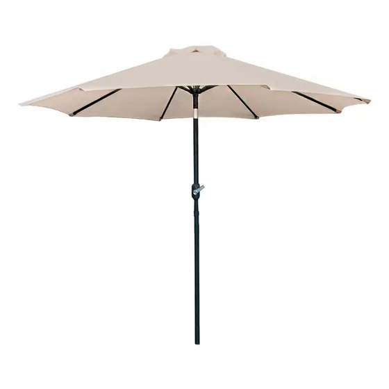 Sombrilla 2.7 Sol Manivela Beige Playa Angulo Jardimex Color Beige