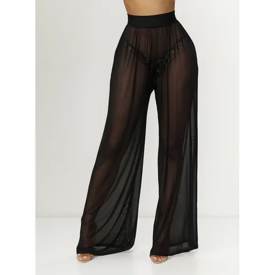 Calça Feminina Transparente Tule Moda Praia Plus Size Verão