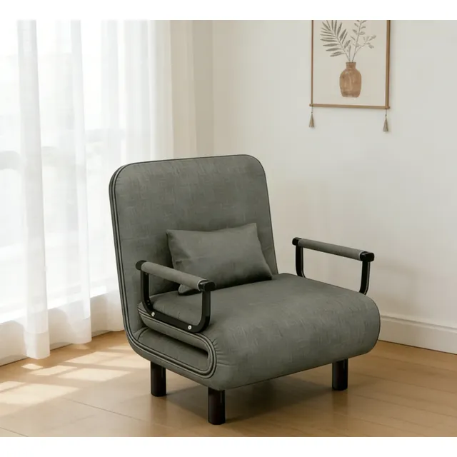 Vintage Sillón Sofa Doble De Súper Grueso Futon Moderno Gris