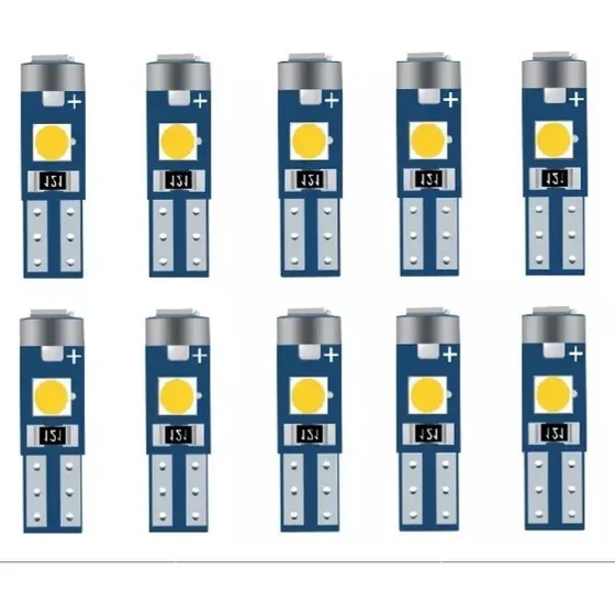 10 Focos Led T5 Canbus Blanco W3w 0.3w 