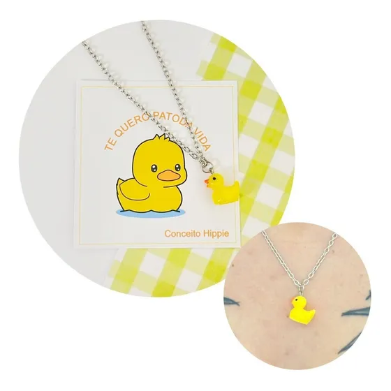 Colar Pato Patinho Patodavida Divertido Fofo Cor Amarelo