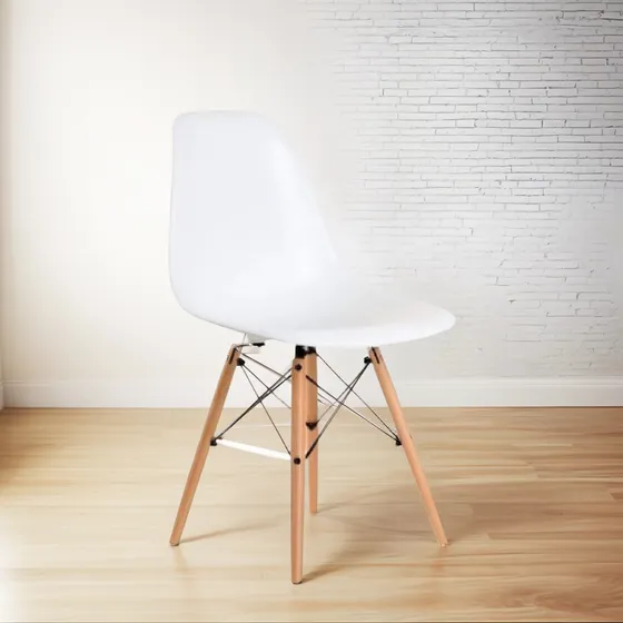 Sillas Eames Diseño Unico Colorido Innovador Moderno Calidad Estructura de la silla Blanco Asiento Blanco Diseño de la tela Liso