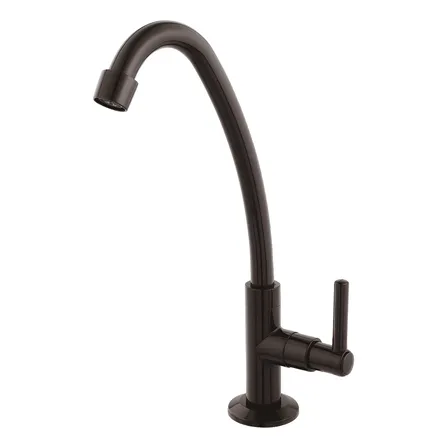 Torneira De Pia Cozinha Bancada Bica Móvel Alta Abs 1/4v Preto Brilhante