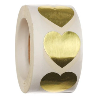 Etiqueta Calcomanía Sticker Corazón Oro Dorado 500pz Etiqueta Calcomanía Sticker Corazón Oro Dorado 500pz