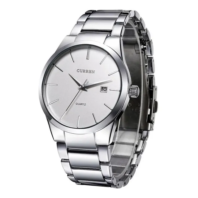 Reloj Curren Calendario Negro Para Hombre Acero Inox Oferta