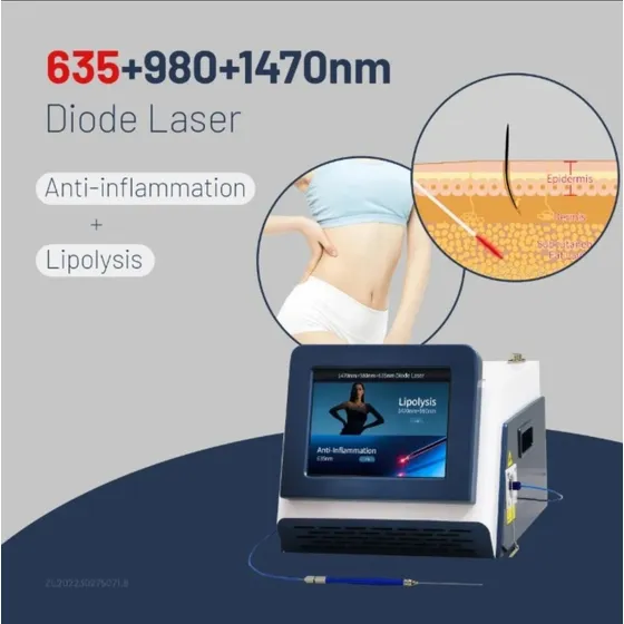 Laser Diodo Endolaser Triple Onda 1470nm 980nm 635nm