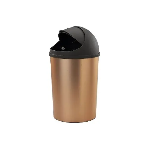 Papelera Plastica Tapa Movil 10l Cobre Rimax Baño Oficina