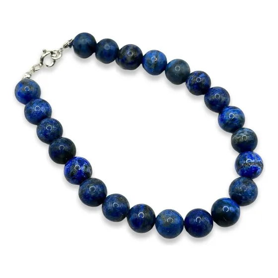 Pulsera Lapislázuli Genuina Piedras Naturales Plata 925