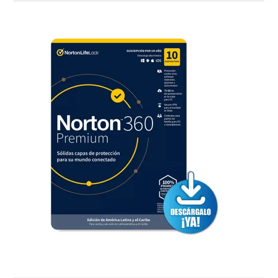 Antivirus Norton 360 Premium Licencia Anual - 10 Dispositivo