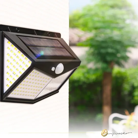 Luminaria Solar 100 Leds Refletor com Sensor