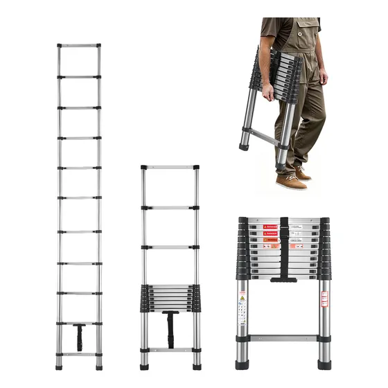 Vevor Escalera Telescópica Extensible Ligera 11 Escalones
