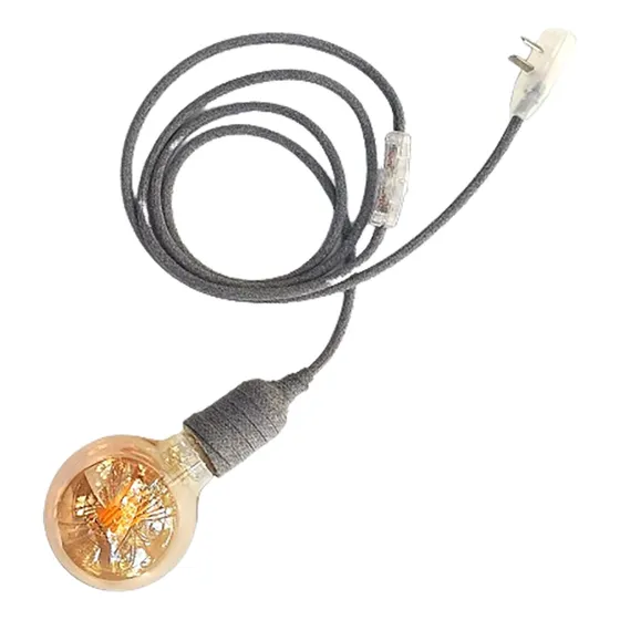 Portalámparas Textil - Cable 3m Cable Interruptor Y Enchufe