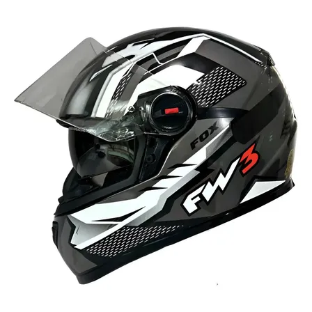 Capacete para moto Fw3 gtx fox com viseira solar grafite brilhante tamanho 58